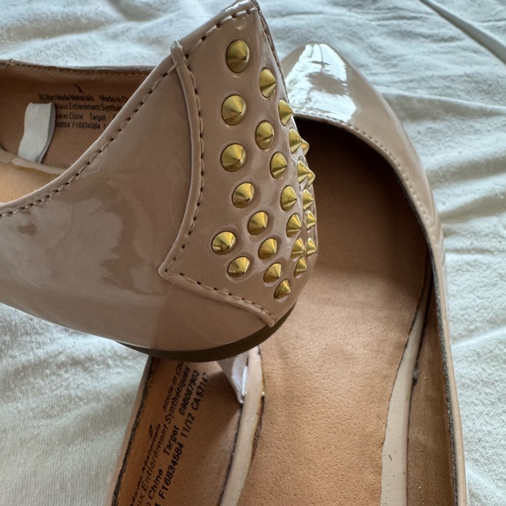 Mossimo Gold Studded Beige Flats- brand new